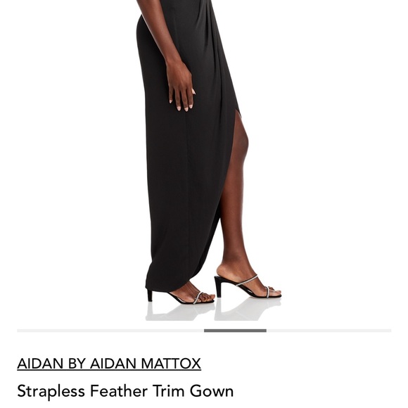 Aidan by Aidan Mattox Strapless Feather Trim Gown - Picture 8 of 8